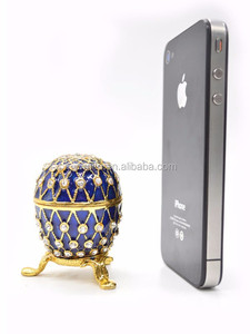 Bán Buôn Sản Xuất Kim Loại Nhỏ Faberge Trứng Hộp Đính <span class=keywords><strong>Pewter</strong></span> Hộp Quà Tặng Handmade Craft (QF039-2) - Product Image 2