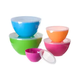 5pcs Bowl Set Mix Salad Bowl Plastic Set of Mixing Serving Bowl Set With Lid