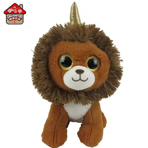 毛绒动物玩具狮子，带大眼睛的柔软毛绒玩具狮子