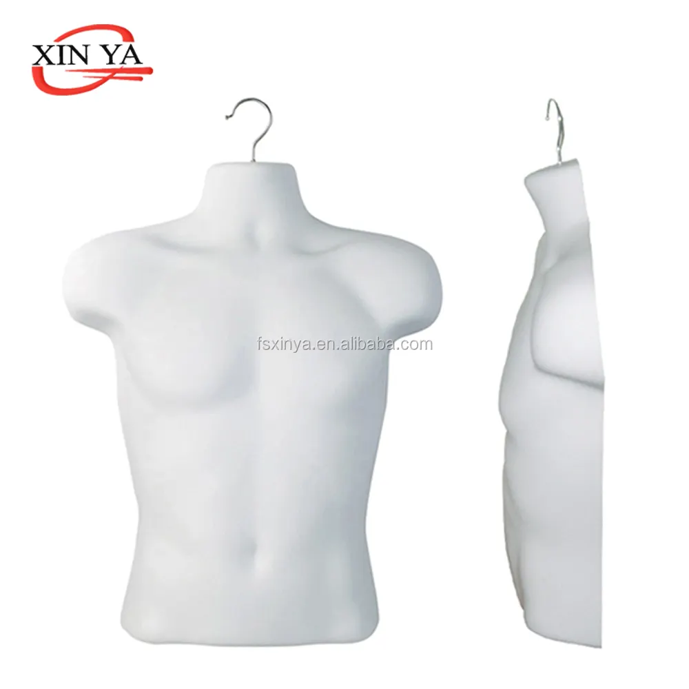 half body Male Plastic Hanging Mannequin Body Form With Metal Hook(885-Black)