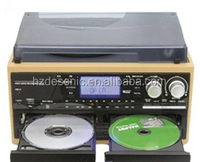 Tourne-disque vinyle vintage avec lecteur double CD, tourne-disque cassette USB lecteur CD