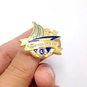 Broche de lapela com pedra, broche de diamante esmalte para leão e clube