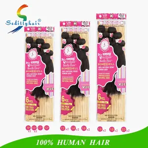 Seditty brazilian human package hair sew in weave remy hair can be dyed and straighten factory price 6PCS with a free closure