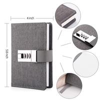 Carnet de notes A7 mini avec couverture en tissu imperméable et résistant, cadenas à combinaison, personnalisable pour l'écriture et les cadeaux