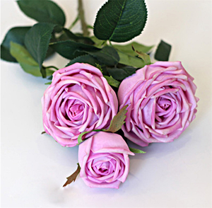 Roses <span class=keywords><strong>artificielles</strong></span> à 3 têtes au toucher réel, décoration de mariage, <span class=keywords><strong>fleurs</strong></span> à vendre - Product Image 6