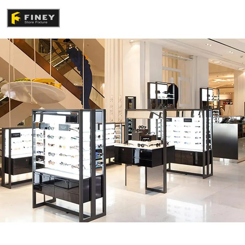 High End Sunglass Display Retail Shop Showcase Eyeglass Display Shopping Mall Eyewear Kiosk