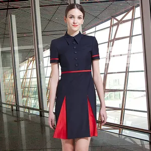 High Quality OEM Service Airline Dress Wear Flight Stewardess Uniform for Airline for Women with Custom Design Logo OEM or ODM