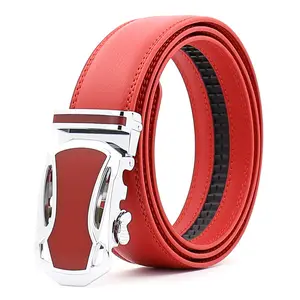 Wholesale Red Alloy Automatic Buckle Fashionable Cow Hide Men's Leather Belt