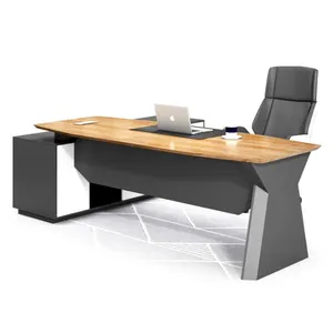 Mesa de escritório moderna de madeira forma em l, design de mesa executiva