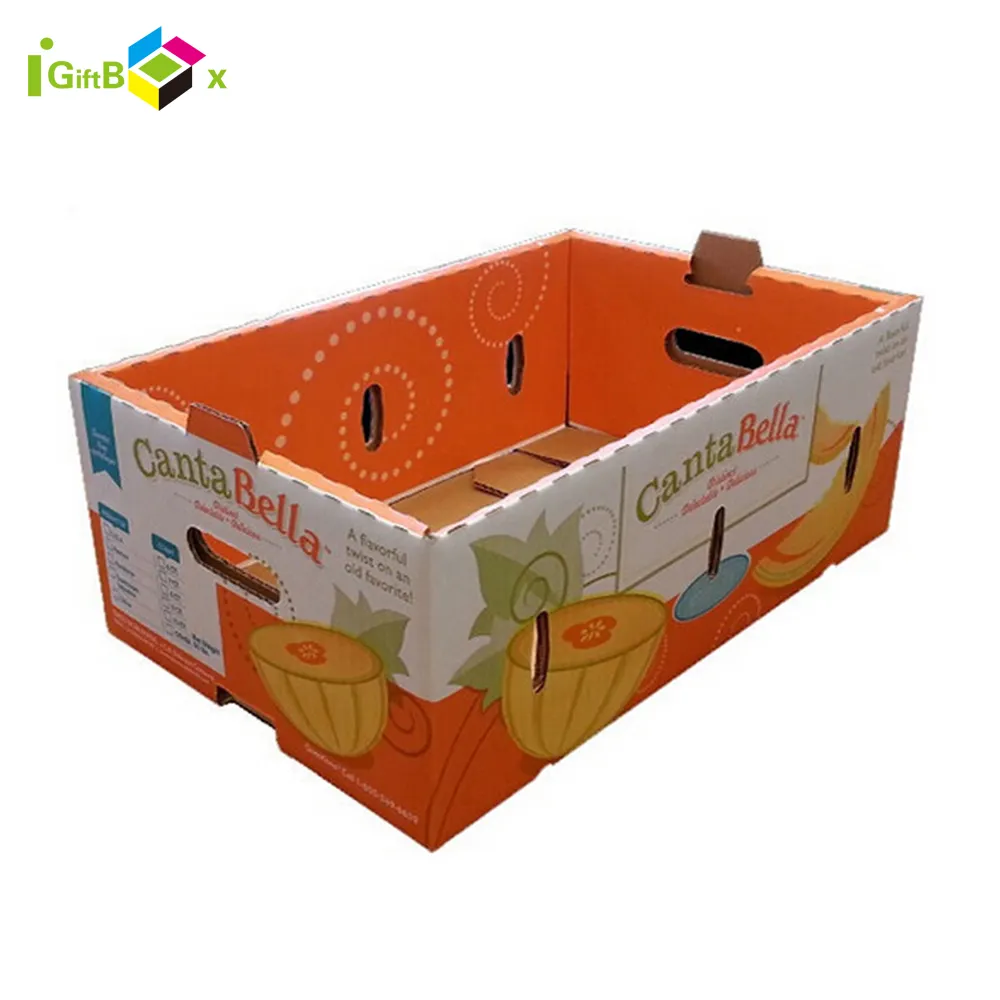 Newest Color Printed Fruit Packaging Apple Packing Tray Corrugated Cardboard Box For Fruit And Vegetable