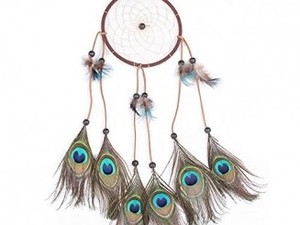 Hecho a mano Atrapasueños Pluma Del Pavo Real Para la Decoración Del Coche - Product Image 1