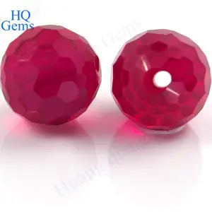 Machine Cut Wholesale Corundum Faceted Synthetic Ruby Beads