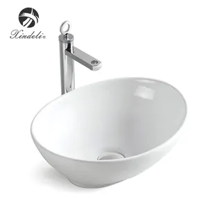 Высококачественная Белая недорогая настольная овальная керамическая раковина для ванной комнаты, небольшая раковина для мытья рук