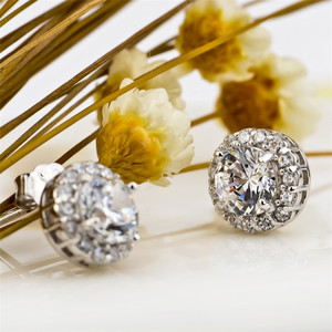 Daochong personnalisé <span class=keywords><strong>plus</strong></span> <span class=keywords><strong>belles</strong></span> boucles d'oreilles rondes en pierre de zircon blanc pour les femmes - Product Image 5
