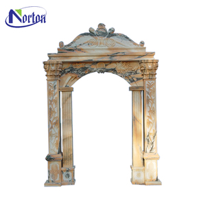 Cadre de <span class=keywords><strong>porte</strong></span> en pierre de granit jaune cintré avec statue d'homme, décoration religieuse occidentale pour la maison - Product Image 6