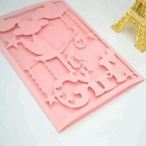 Carte d'invitation de baptême de décoration de douche de bébé pour garçons <span class=keywords><strong>et</strong></span> filles découpée au laser - Product Image 2