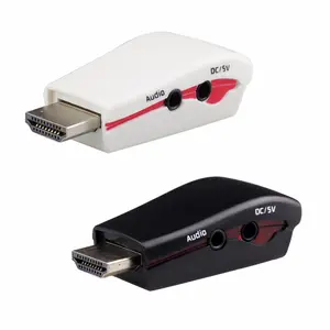 1080P HDMI Macho para VGA Fêmea Adaptador Video Converter com USB Power 3.5 milímetros Cabo De Áudio