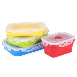 Ytbagmart Food Grade Collapsible Lunch Box Foldable Silicone Food Storage Container with Lid Storage Boxes & Bins Eco-friendly