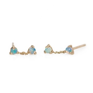 Fashion 925 Sterling Silver 14K Gold Plated <strong>Opal</strong> <strong>Stud</strong> <strong>Earrings</strong> Women - Product Image 5