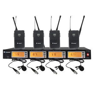 uhf 4 in 1 system clip on lapel lavalier cordless 4 channel microphone with 4 bodypack