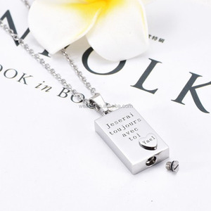 Merveilleux collier d'urne carrée en acier inoxydable pendentif souvenir commémoratif de crémation pour <span class=keywords><strong>maman</strong></span> papa animal de compagnie chat/chien-beaux bijoux - Product Image 5