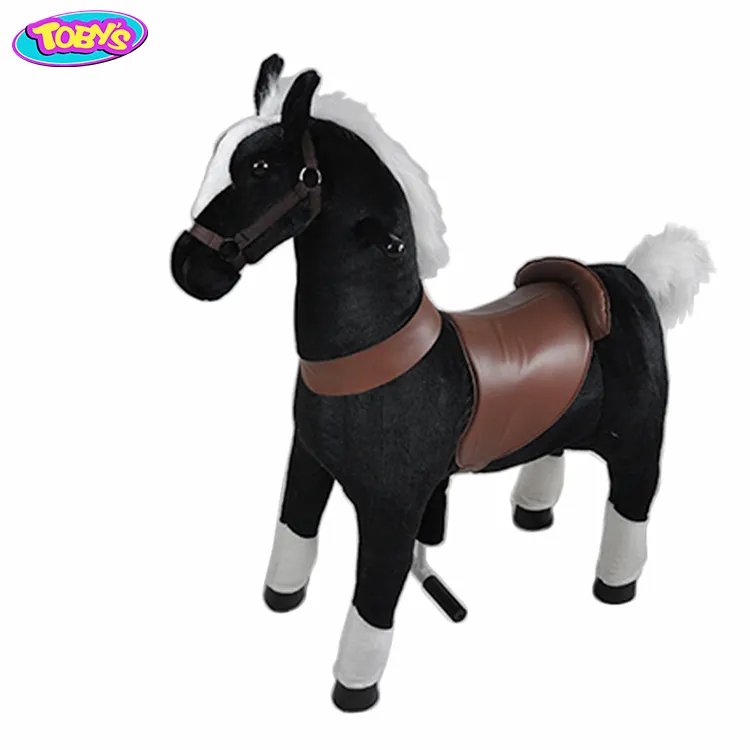 Superbe cheval noir à bascule, animal de compagnie, nouveau poney noir, printemps
