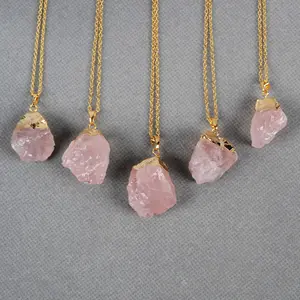 G0067 Wholesale natural angel aura quartz crystals ruby rose gold jewelry pendant necklace