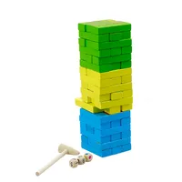 लकड़ी के ब्लॉक स्टैकिंग खेल आरा पहेली खिलौना, 1 में 2 खेल सेट