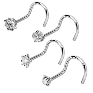 10Set /Set High Quality 316L Steel Nose Bone Nose Screws With Ball Nose Studs 20G Body Piercing Jewelry Sexy For Women and Men
