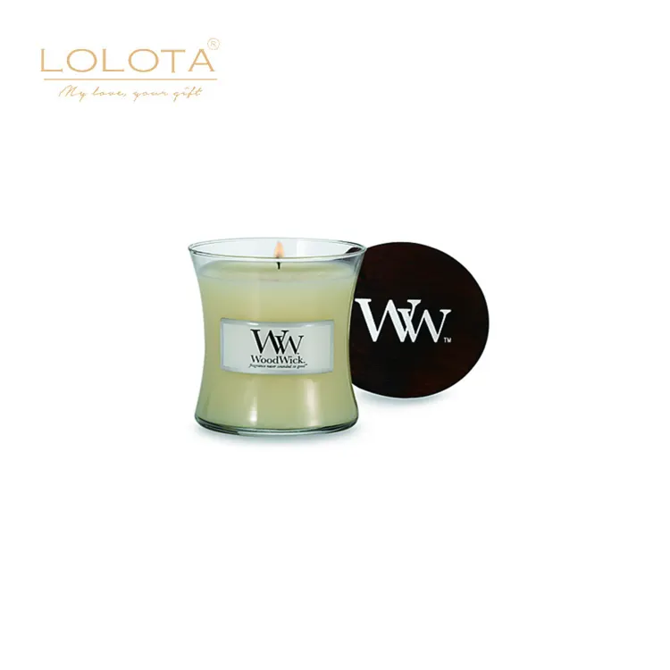 Luxury wood wick scented candle with different color wax