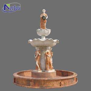 Gran decoración de jardín, talla de piedra, <span class=keywords><strong>estatuas</strong></span> de mujer romana, escultura de Ángel de mármol blanco, fuente de nivel para cuadrado - Product Image 4