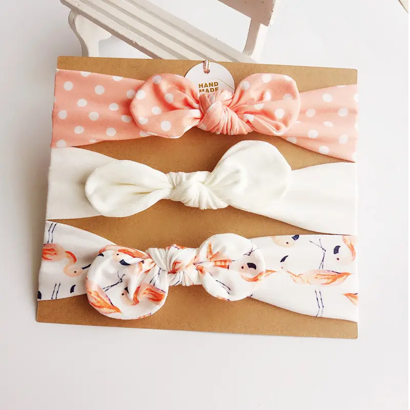 3Pcs Baby Headband Girls Bowknot Flower Hair Band Accessories Baby Cotton Headwear Cute Rabbit Ear Elastic Kids Hair Accessories