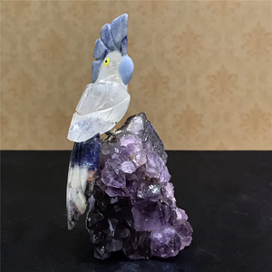 คริสตัลรูปนกแกะสลักรูปนกแก้ว,รูปแกะสลักคริสตัลรูปนกพร้อมขาตั้งคริสตัลอเมทิสต์ - Product Image 5