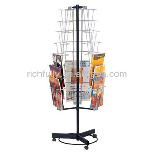Good-looking Multidirectional <strong>Commercial</strong> <strong>Magazine</strong> <strong>Rack</strong> With Wheels, Rotating Shelf - Product Image 1