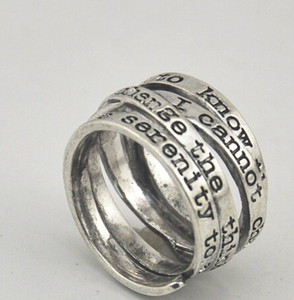 Antique <strong>Silver</strong> Plated Word Engraved Personalized Custom Initial Tiered <strong>Stacking</strong> <strong>Ring</strong> - Product Image 2