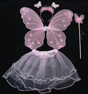 Groothandel tutu rok effen kleur fabriek direct, hot koop licht roze meisje tutu met vlindervleugels import uit china
