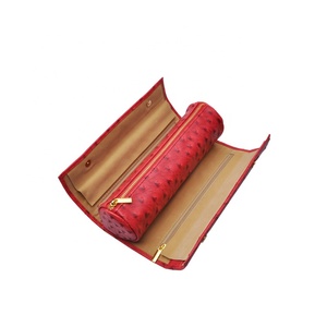 Sac à cosmétiques cylindrique pour femmes en cuir d'autruche tendance, trousse de <span class=keywords><strong>maquillage</strong></span>, boîte élégante pour bijoux - Product Image 1