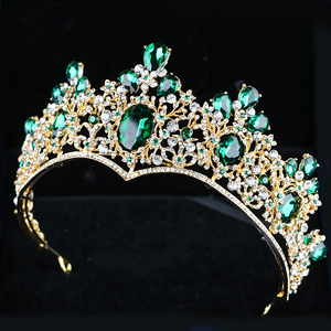 Corona Reale Barocca con Strass, Corona Nuziale di Alta Gamma, Corona da Re con Smeraldi, Corona Natalizia per Concorsi di Bellezza, Corona Vittoriana - Product Image 3
