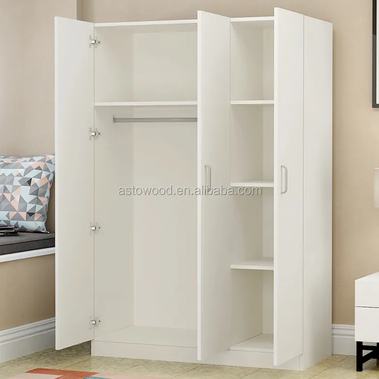 Maravilloso diseño dormitorio blanco armario de pared armario de 3 puertas