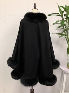 Vrouwen Winter Natuurlijke Echt Bont Cashmere Poncho Bruiloft Echt Vos Bont Cape - Product Image 5