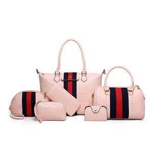 批发时尚最新印花条纹鳄鱼皮6件套手提包女士手提包中国制造 - Product Image 4