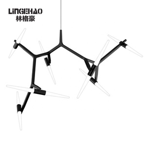 Lustre décoratif en verre de branche d'or noir de pièce moderne de bureau à la maison pour la salle à manger - Product Image 5