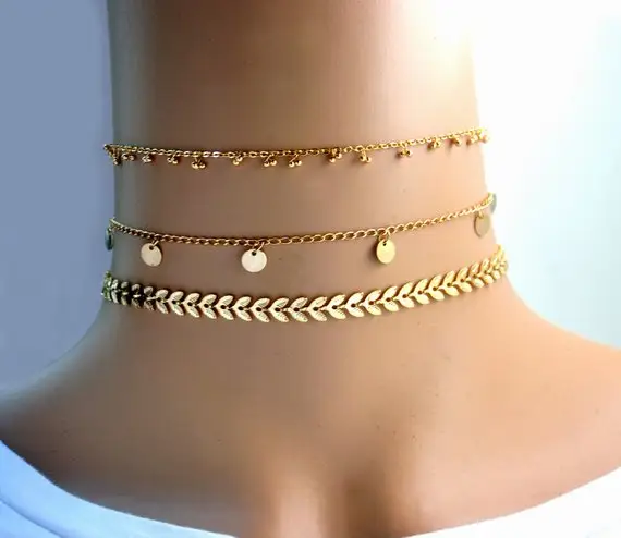 Small 18k gold plated 925 silver chunky minimalist choker necklace