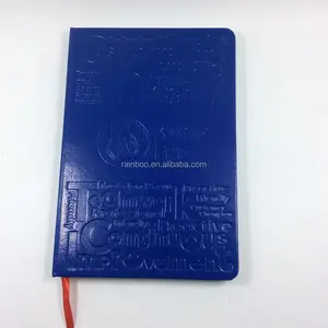 Cuaderno pu con logo en relieve, encuadernación para coser, cubierta dura con separador y plan mensual