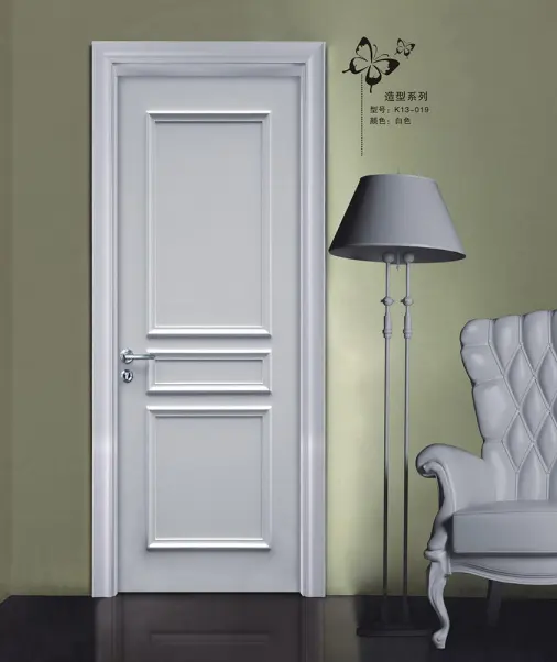 Ivory白Europeanスタイルの古典的な固体木製ドア