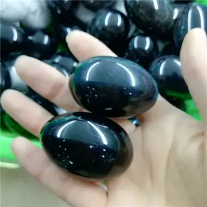 Doğal siyah obsidian yumurta Kristal Yoni Yumurta masaj şifa