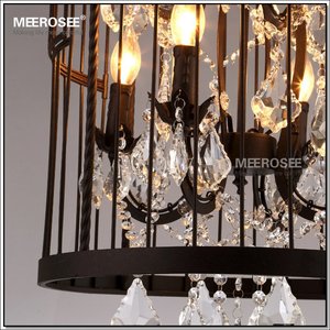 Lustre rustique réglable en hauteur MEEROSEE, style méditerranéen, lanterne en métal, cage à oiseaux MD2532 - Product Image 3