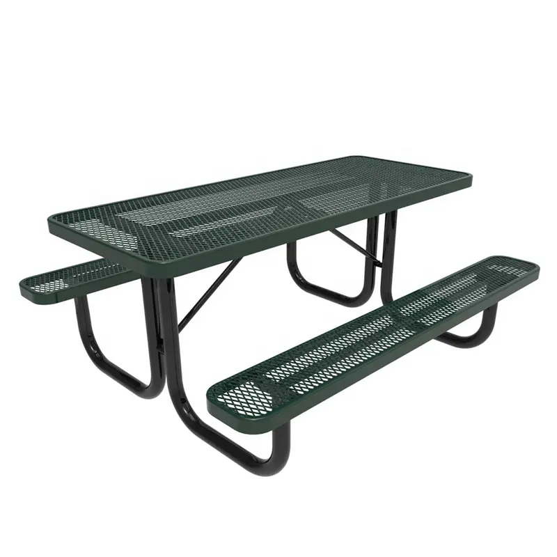 Outdoor garden Patio furniture Metal Dining Picnic Table Bench thermoplastic Steel restaurant Picnic table and chair set