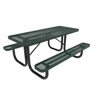 Ngoài Trời Đồ Nội Thất Patio 6ft 8ft Mở Rộng Kim Loại Dã Ngoại Bảng Băng Ghế Dự Bị Nhựa Nhiệt Dẻo Thép Thương Mại Băng Ghế Dự Bị Ghế Và Bảng