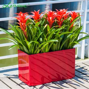 Leizisure Grote Keramische Geglazuurde Outdoor Dubbele Bloempot Grote Rechthoek Plastic Modulaire Rooftop Planter Dozen